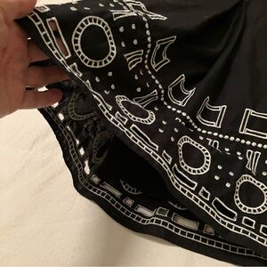 Alfani Size 14 Black Cotton Midi Skirt / White Embroidered  Cut Out Border